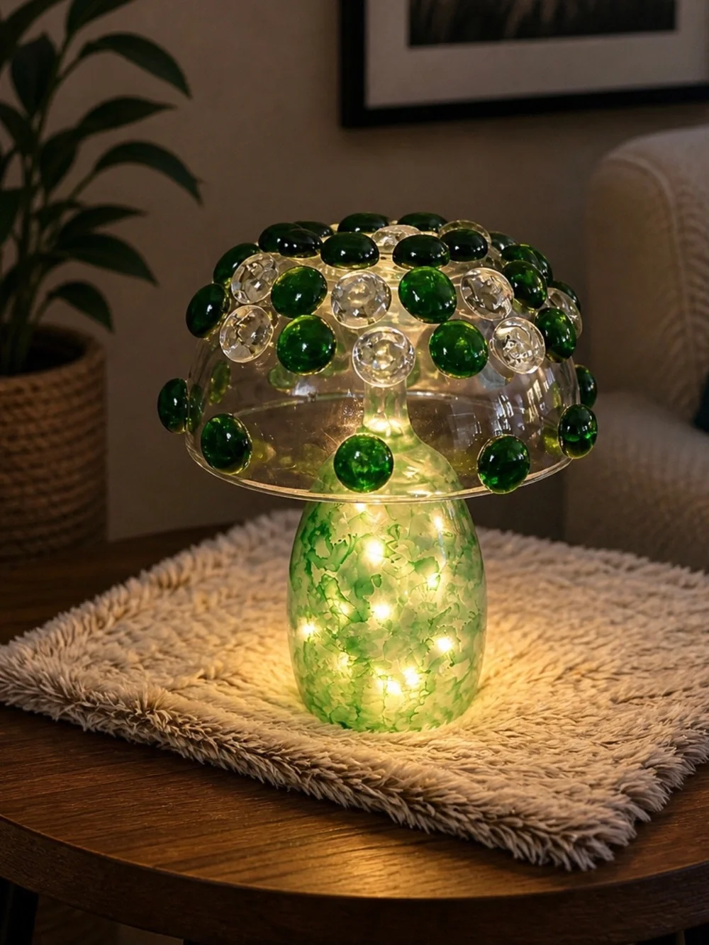 Handmade jeweled glass beaded mosaic glam accent decor